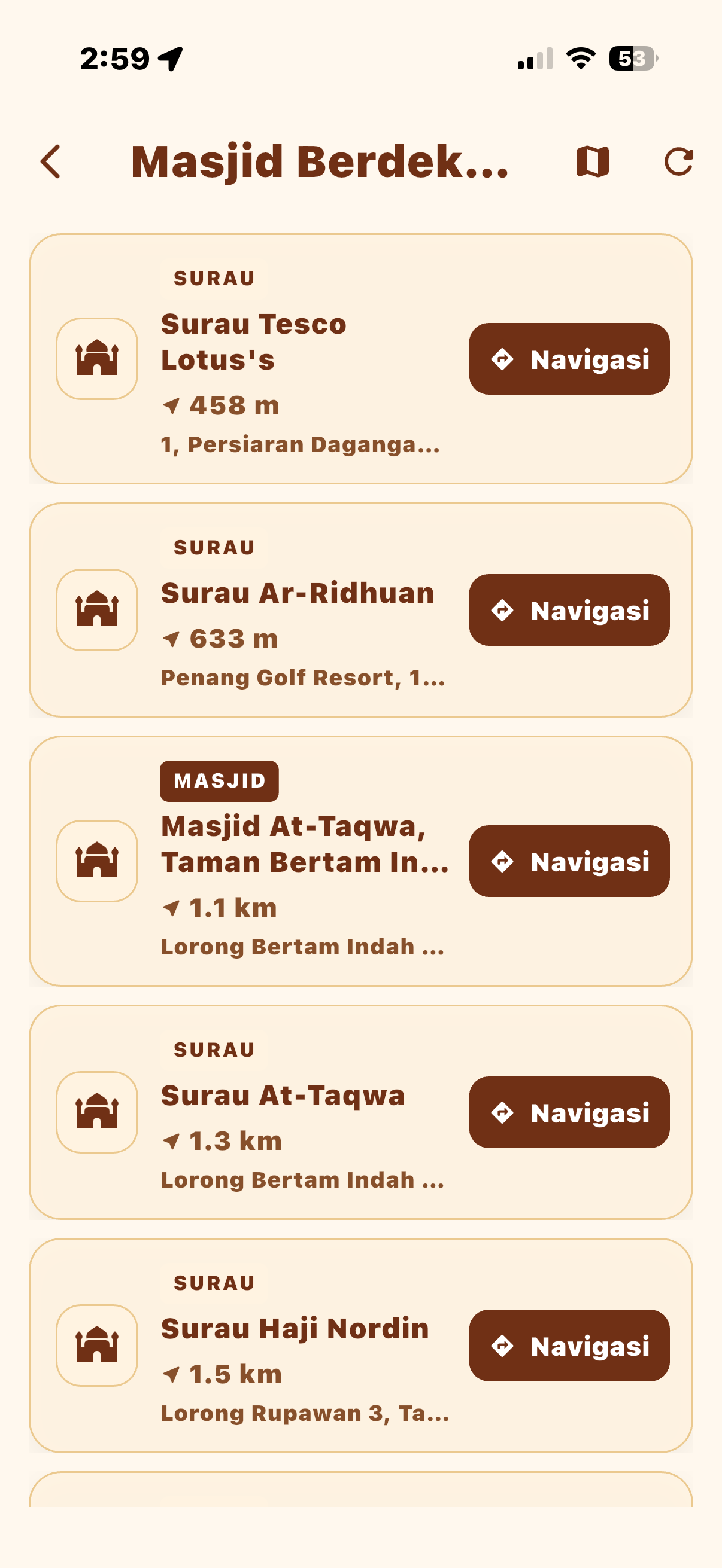 Senarai semua masjid dan surau berdekatan