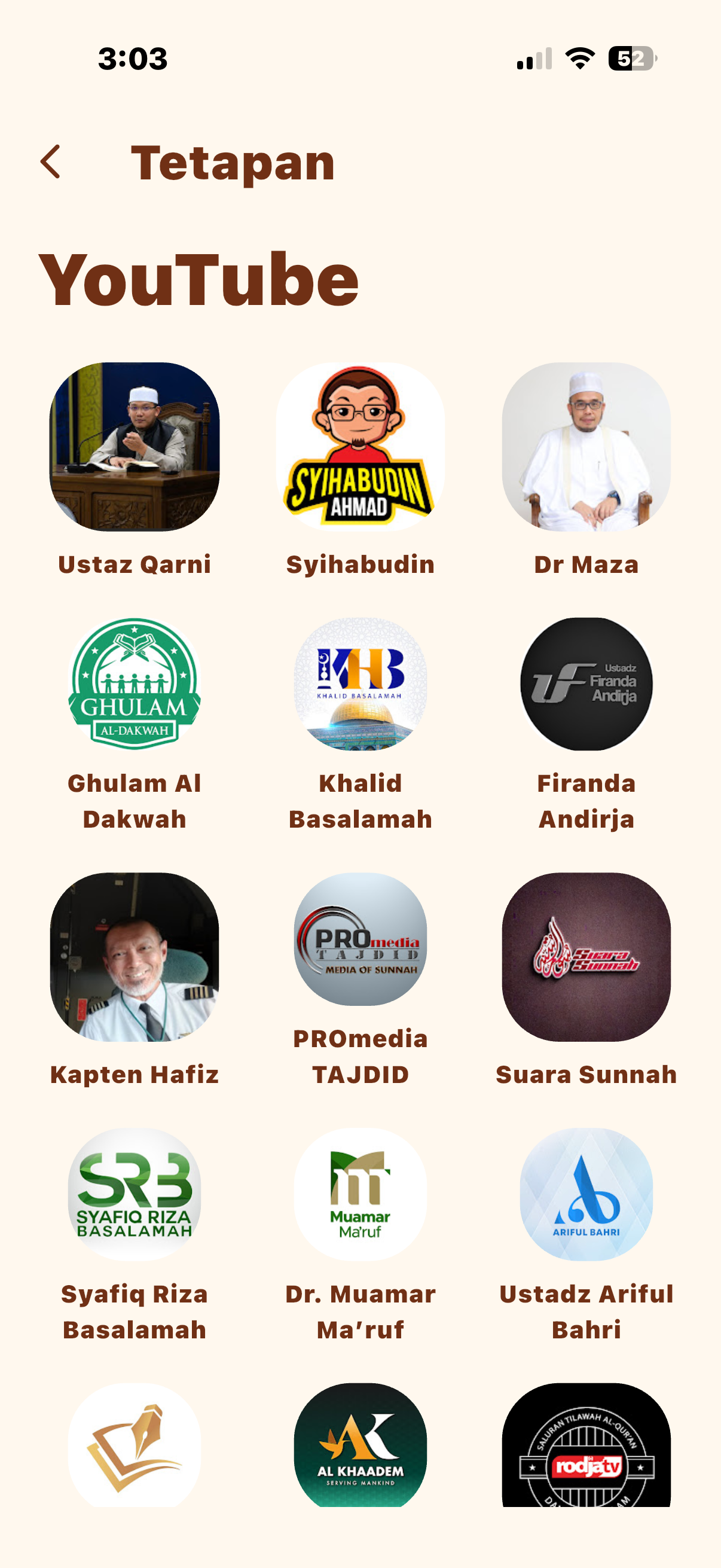 Pilihan rujukan YouTube Islam dalam MySolat