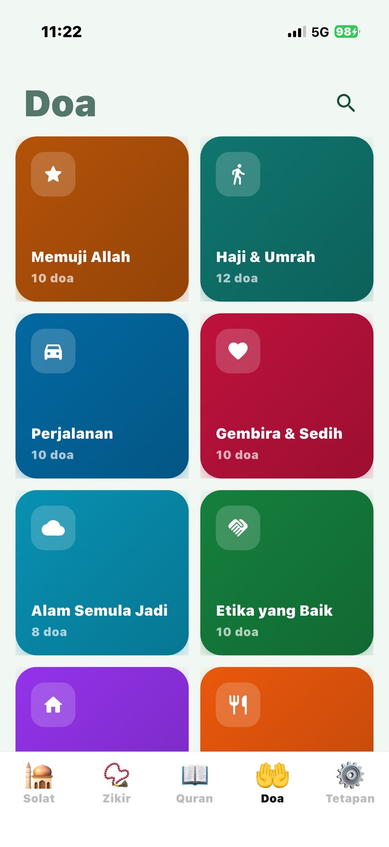 Skrin Doa Harian MySolat